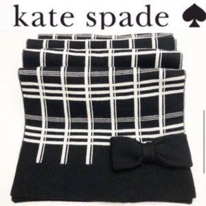 Kate Spade ♠️ Reversible Plaid Scarf with Bow